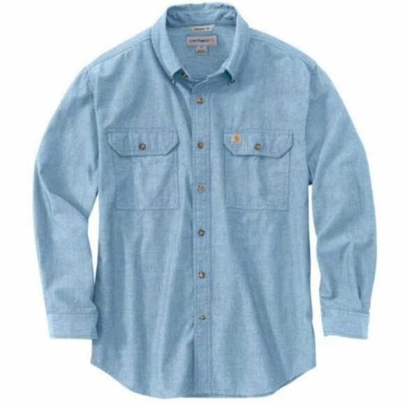 Carhartt Other - Carhartt 100% Cotton Long Sleeved Button Down Blue Chambray Shirt, size 3XL